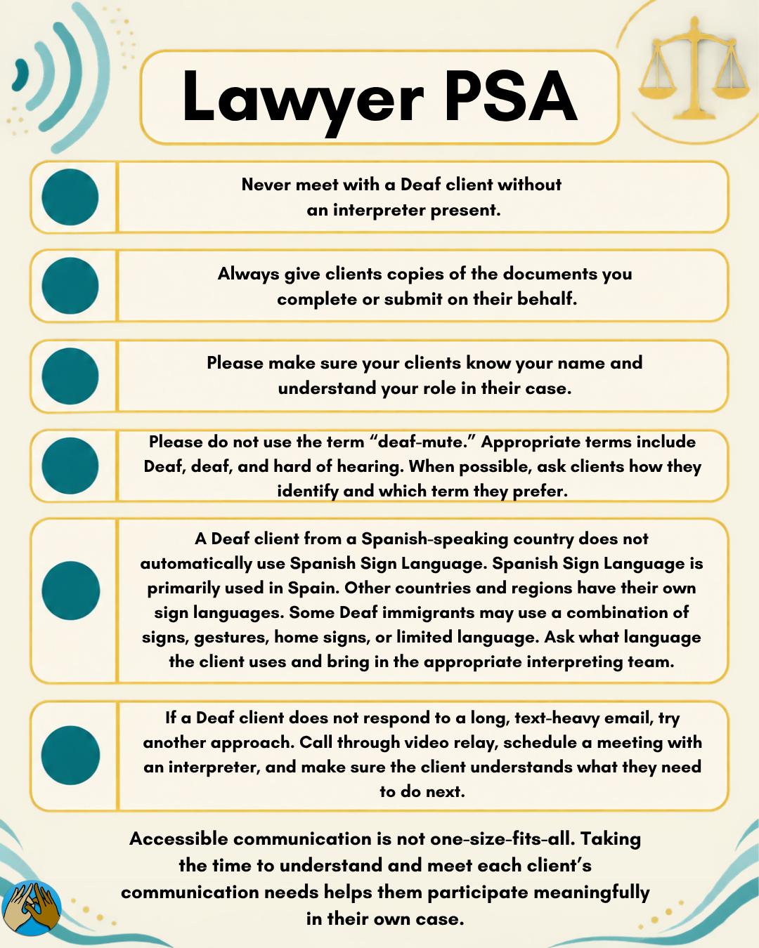 Quick tips for attorneys working with Deaf clients