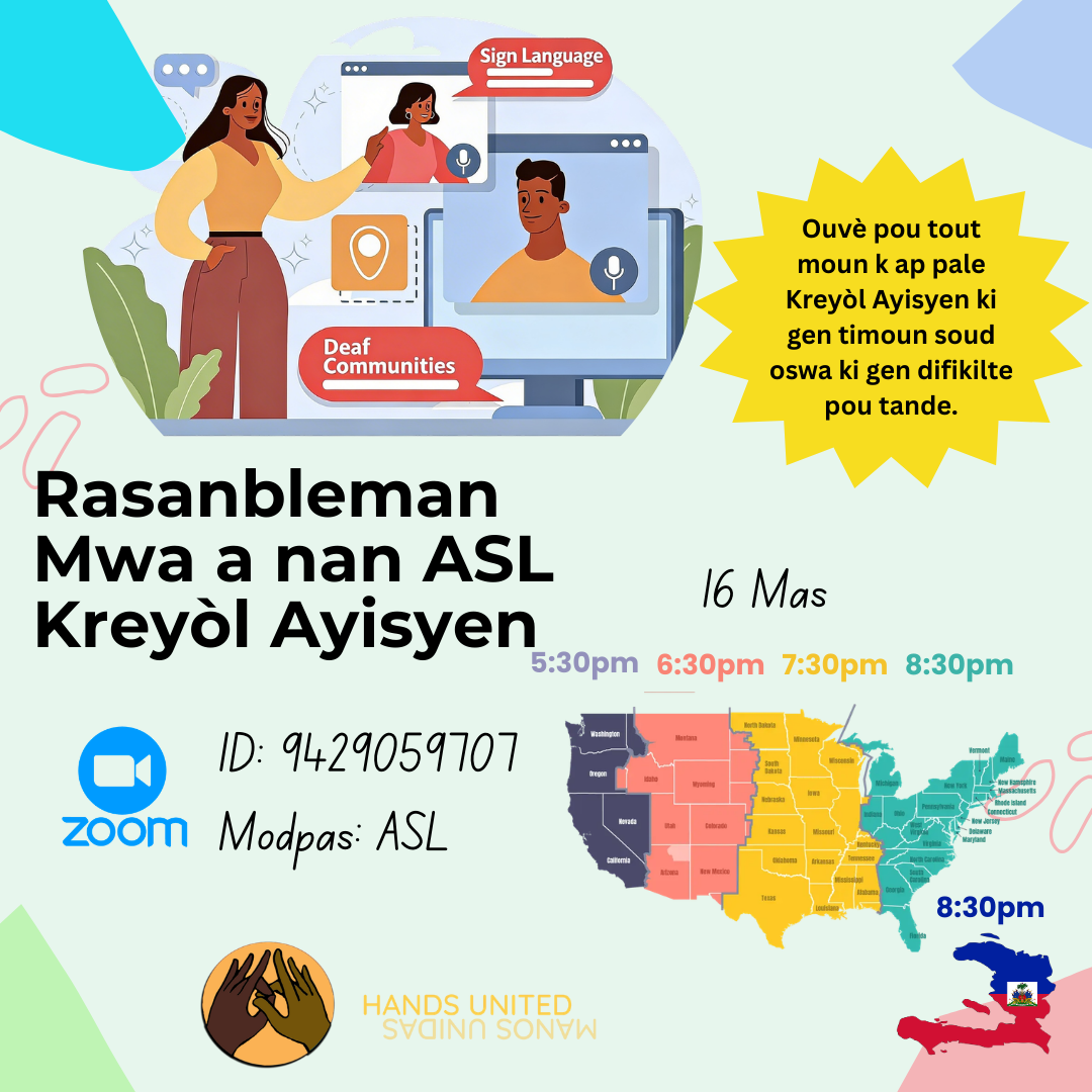 Haitian Creole ASL meetup flyer in Haitian Creole