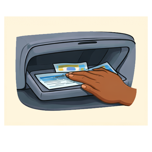 I am reaching into the glove compartment.