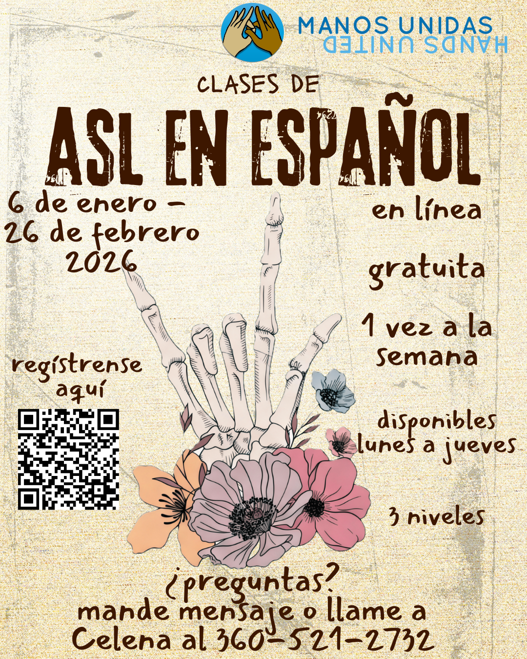 Spanish ASL classes flyer for families