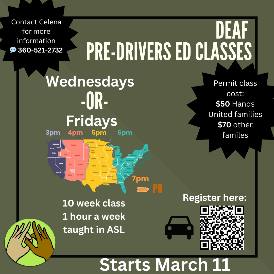 ASL permit classes flyer taught by Deaf instructor